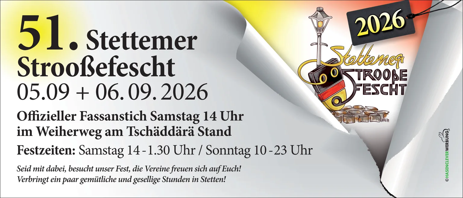 51. Stettemer Strooßefäscht am 5. und 6. September 2026